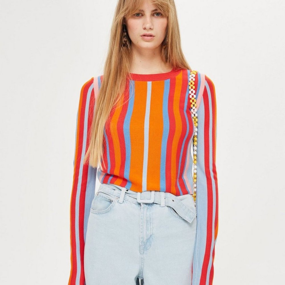 Bright Vertical Stripe Sweater